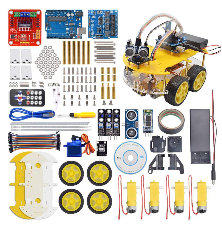 multi-function Smart Car Kit Bluetooth Chassis suit Tracking Compatibl R3 board DIY RC Electronic toy robot