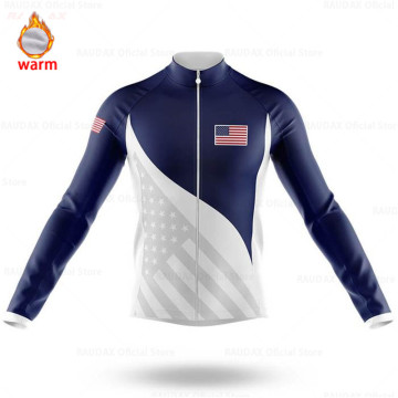 USA 2020 Winter Jacket Thermal Fleece Men Cycling Jersey Clothing Mountain Outdoor Triathlon Wear Bicycle Clothes Ropa Ciclismo