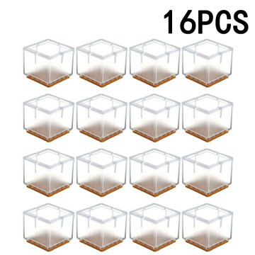 16pcs Silicone Chair Leg Cap Table Feet Covers Floor Protectors 3 Shapes Protect Floor Non-slip New Square Table Foot Cover