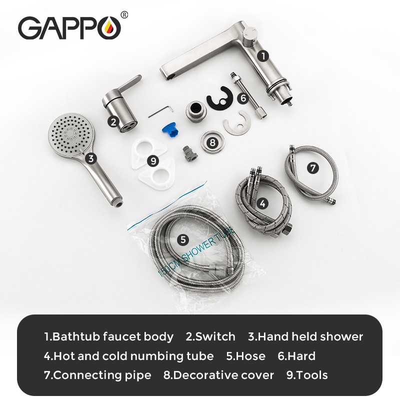 GAPPO Split Bathroom Bathtub Faucet stainless steel Bath Shower Tap split Shower Head Wall Mixer Tap