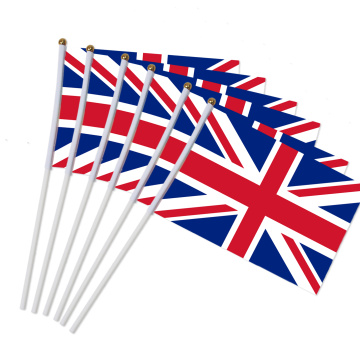 6pcs 14x21cm great British flag hand waving united kingdom flags 30cm Flagpoles country flag union jack cross