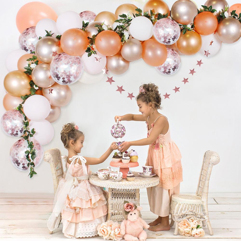 Rose Gold Balloon Garland arch Kit woodland Party Birthday Ballons Chain Birthday Party Decoration Kids Oh Baby Shower Baloon