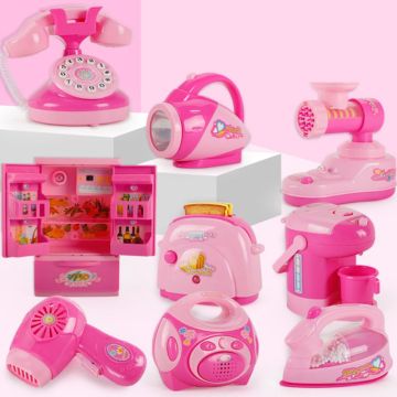 Children Kid Boy Girl Mini Kitchen Electrical Appliance Electric Iron Toy Set Dummy Household Pretended Play Gift