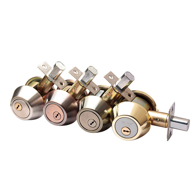High Quality Round Double-sided Lock with Key for Cabinet Gate Bedroom Living Room Furniture Hardware