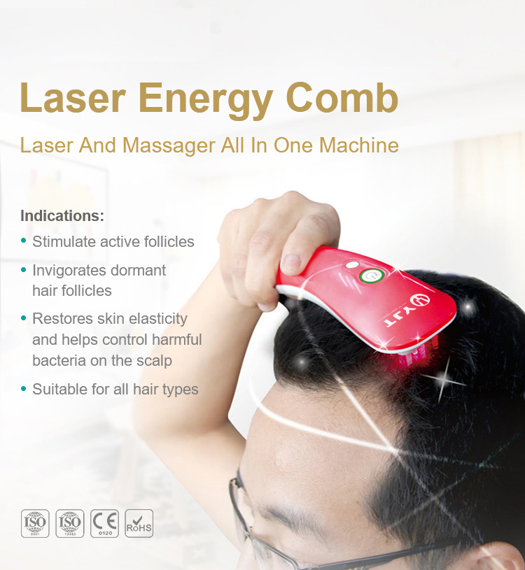 LLLT Cold Laser Therapy Equipment Laser Hair Growth Device Hair Regrowth Comb 650nm Light Laser Comb Scalp Massager