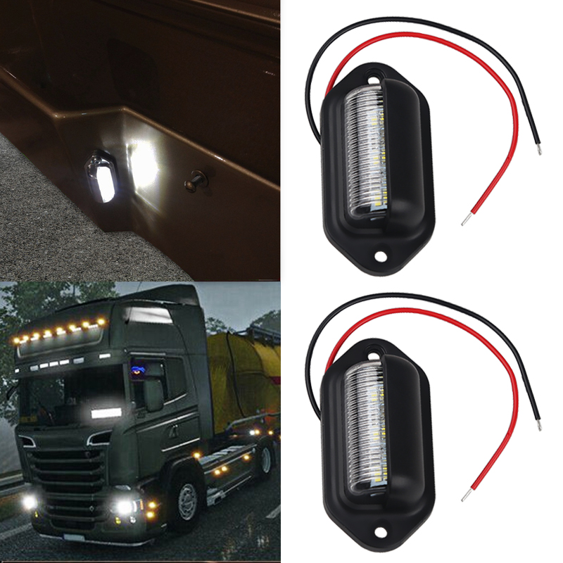 1 Pair 9-30 V 6 LED Waterproof passenger car trailer truck ship decorative light truck light car license plate light highlight