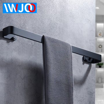 Towel Bar Black Aluminum Wall Mounted Creative Bathroom Towel Rack Hanging Holder Square Towel Holder Shelf Bathroom Accessories