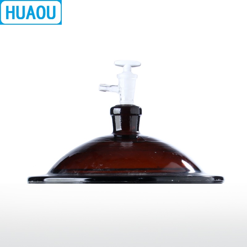 HUAOU 240mm Vacuum Desiccator with Ground - In Stopcock Porcelain Plate Amber Brown Glass Laboratory Drying Equipment