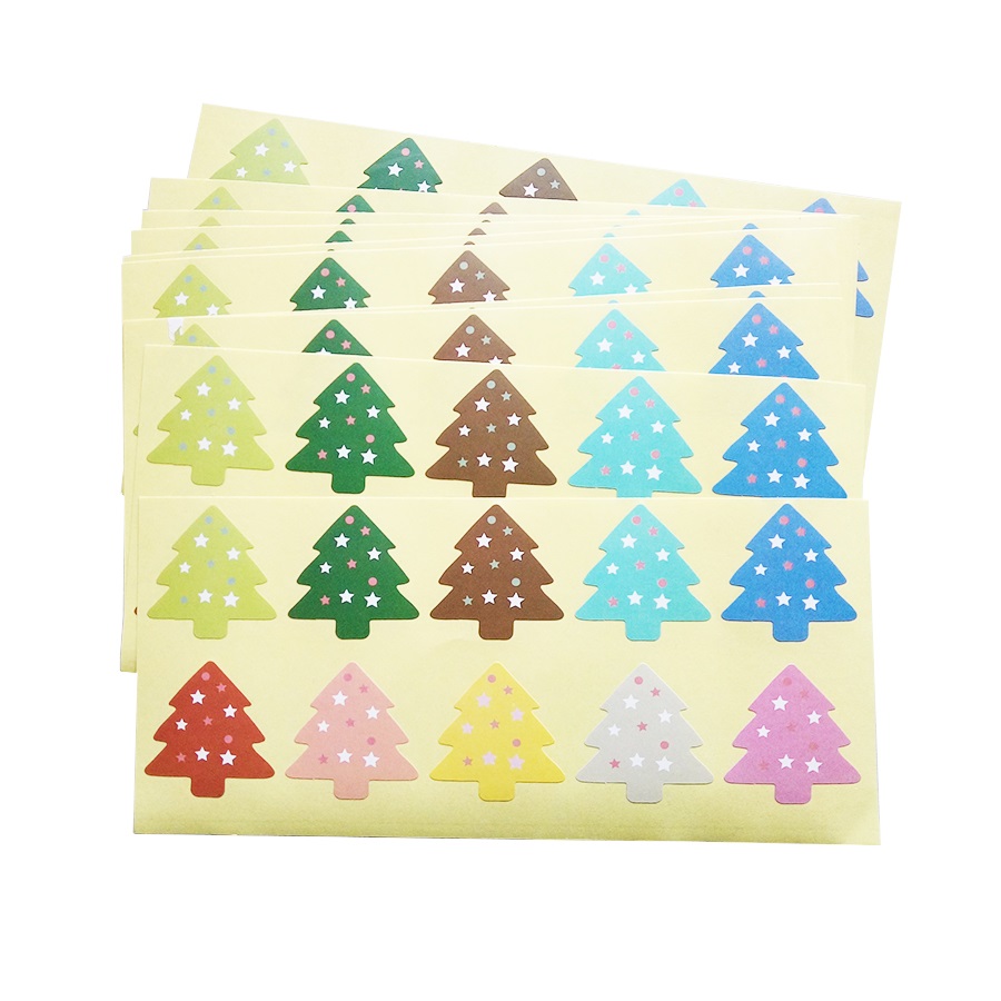 100Pcs/lot Colourful Christmas Star Tree Sealing Sticker DIY Gifts Baking Decoration Packaging Label