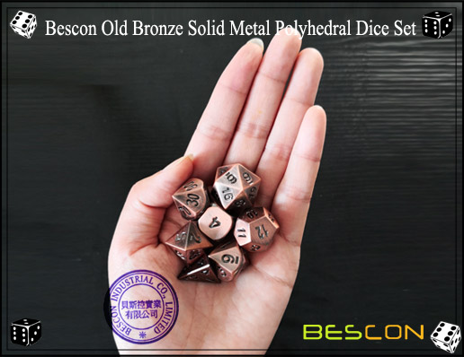 Bescon Old Bronze Solid Metal Polyhedral Dice Set-7
