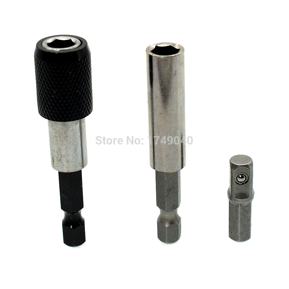 Magnetic Screwdriver Bit Holder 60mm Socket Bit Adapter Converter 1/4" Hex Shank Impact Drill Drive to 1/4" Square Drive 25mm