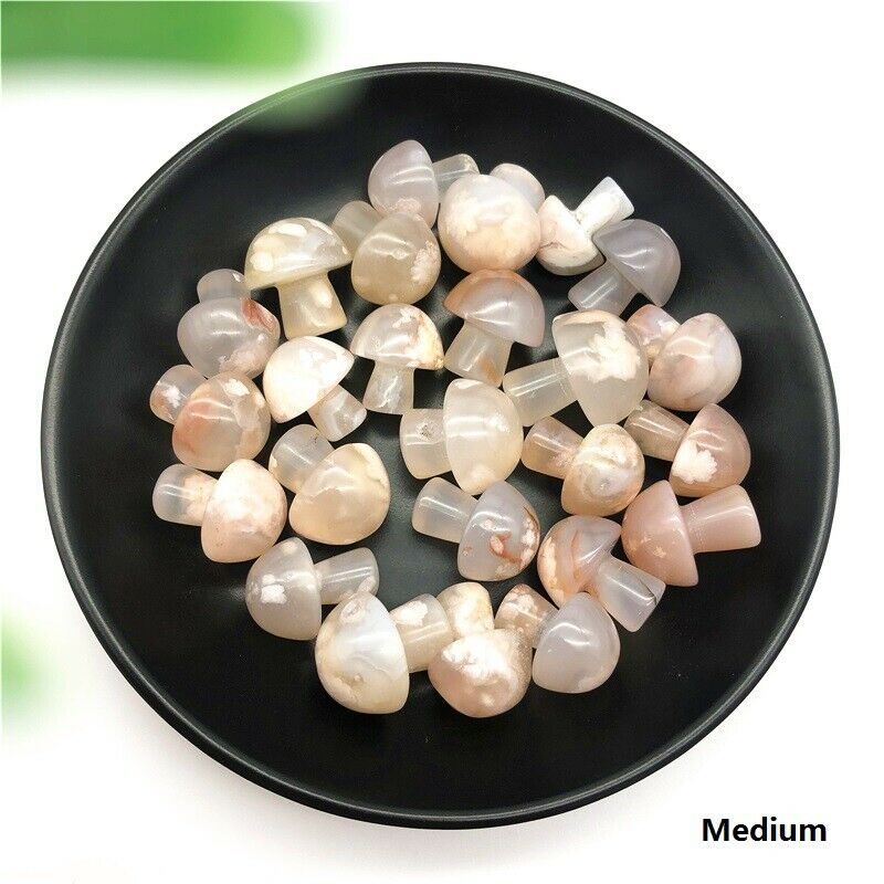 Wholesale 3 Sizes Natural Cherry Blossom Agate Mushroom Quartz Crystal Hand Polished Gifts Natural Quartz Crystals