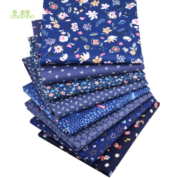 Chainho,Dark Blue Floral Series,Printed Twill Cotton Fabric,For DIY Sewing & Quilting,Handicraft For Baby & Children's Material