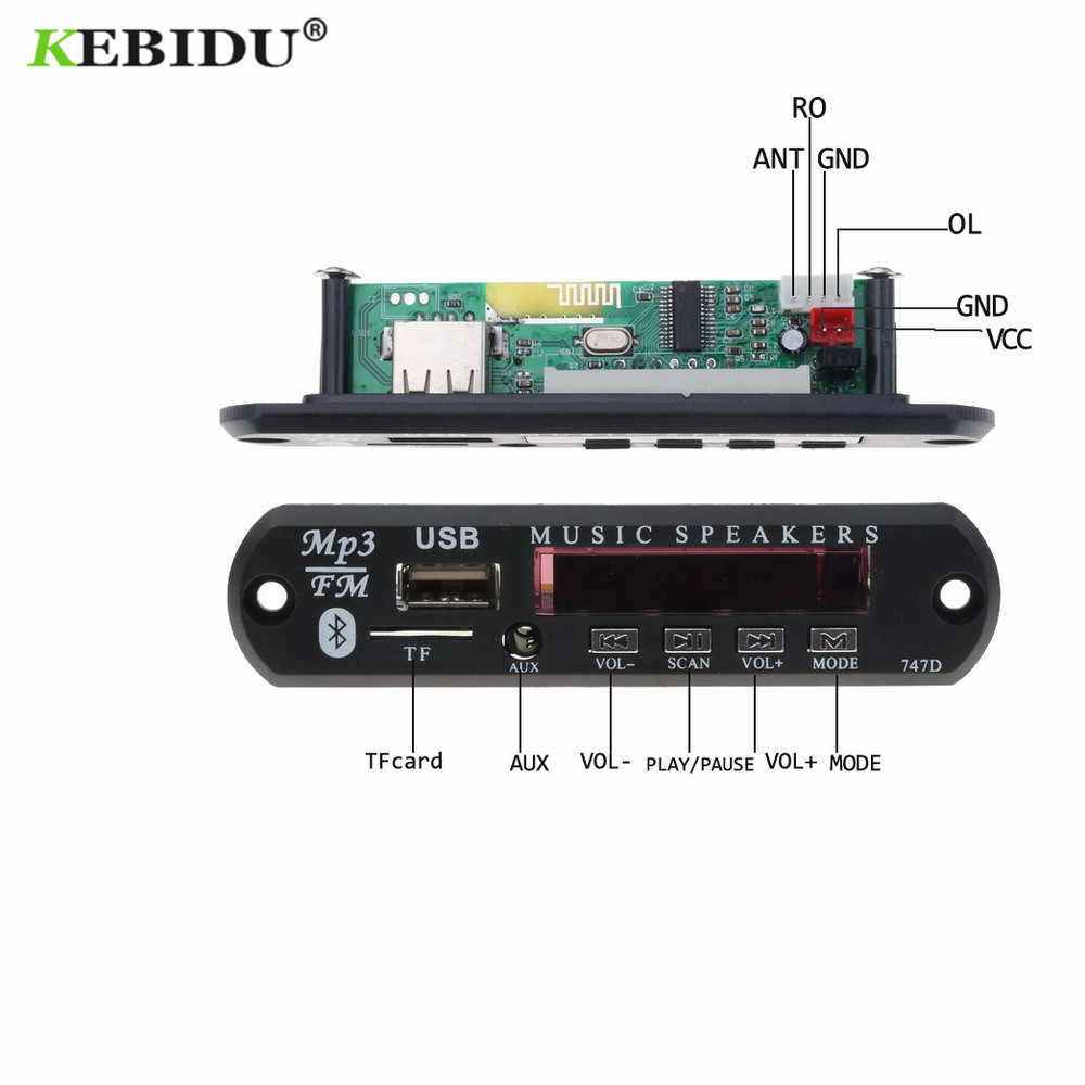 KBBIDU MP3 Decoder Board 5V 12V Bluetooth MP3 Player Decoder Board FM Radio TF USB 3.5 Mm WMA AUX Audio Receiver Car Kit