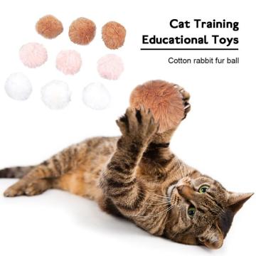 1PC Cat Toys Training Educational Toy Color Grinding Claw Filled Cotton Pet Products Rabbit Fur Ball Cat Supplies