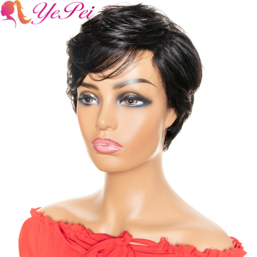 Short Pixie Cut Human Hair Wigs With Bangs For Women Machine Made Wig 100% Remy Human Hair Extension Wig Brazilian Hair