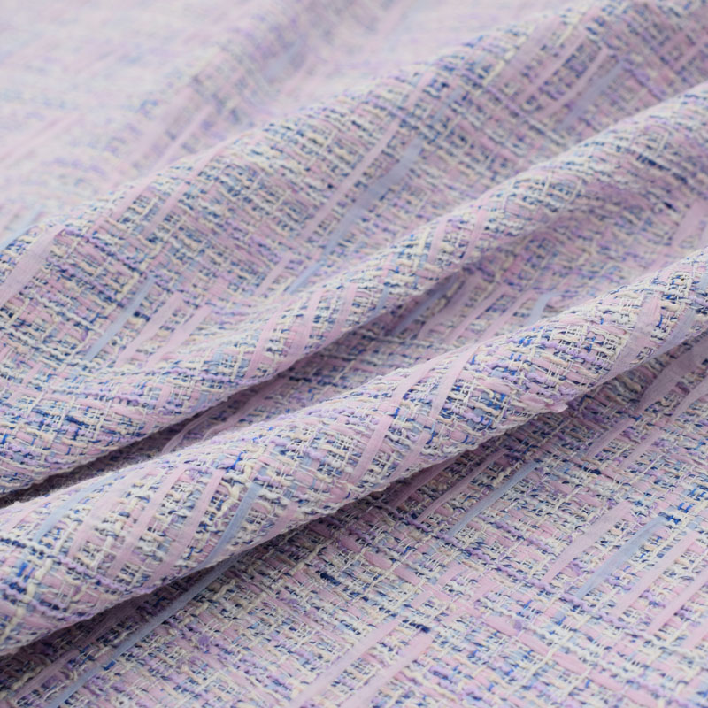 Hot sale Light purple yarn-dyed tweed fabric for dress coat telas por metro tissu tissus bazin riche getzner sewing tecido DIY