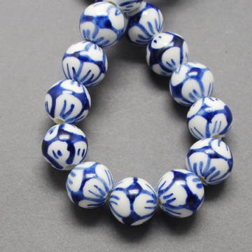 PandaHall 200pc 12/14mm Handmade Porcelain Ceramic Clay Hard Ball Jewelry Making DIY Sale Beads Blue and White Porcelain Round