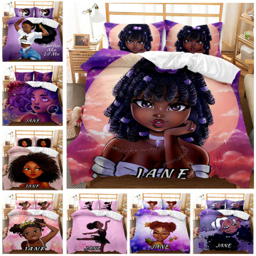 Music Fashion 2/3 Piece African Girl 3D Digital Printing Mill Wool Quilt Cover for Kids Adult Soft Microfiber Bedding Quilt Set