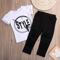 Summer Stylish Kids Baby Girl Clothes Tee T-shirt Tops Black Destroyed Pants Trouser Leggings Outfits Clothing Set 2-7y