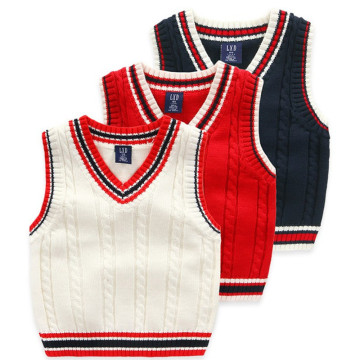 3-8 Years Boys Sweater Autumn Winter Boy Knit Vest Thick Children Sleeveless Sweater Waistcoat Kids V-neck Warm Pullover Sweater