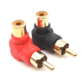 10PCS 90 Black Red Degree RCA Right Angle Male To Female Plug Adapters Audio Adapter Connector