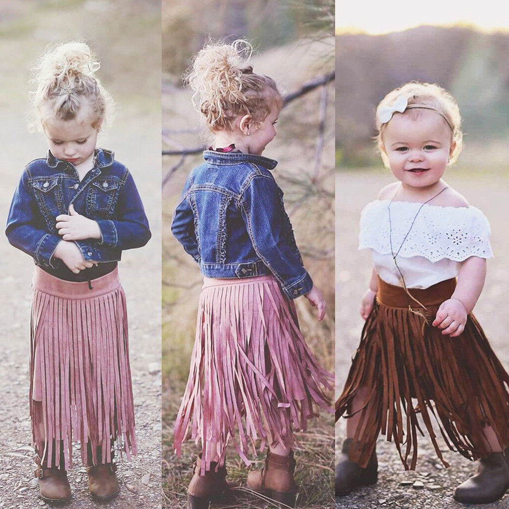 2018 Brand New Toddler Infant Child Kids Baby Girl Tassel Skirt Princess Party Short Solid A Line Fashion Clothes Wholesale 2-7T