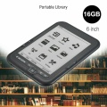 NEW-6 Inch 16GB Ebook Reader E-Ink Capacitive E Book Light Eink Screen E-Book E-Ink E-Reader MP3 with Case, WMA PDF HTML