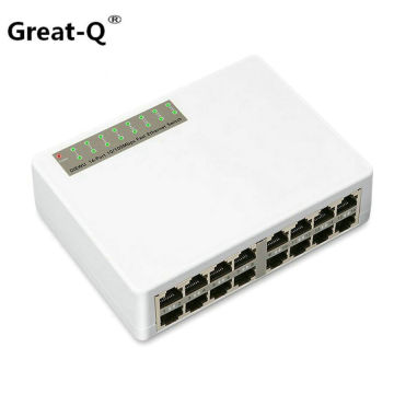 Great-Q 10/100Mbps 16 Port Fast Ethernet LAN RJ45 RJ-45 Network unmanaged Switch Switcher Hub Desktop PC with EU/US Adapter