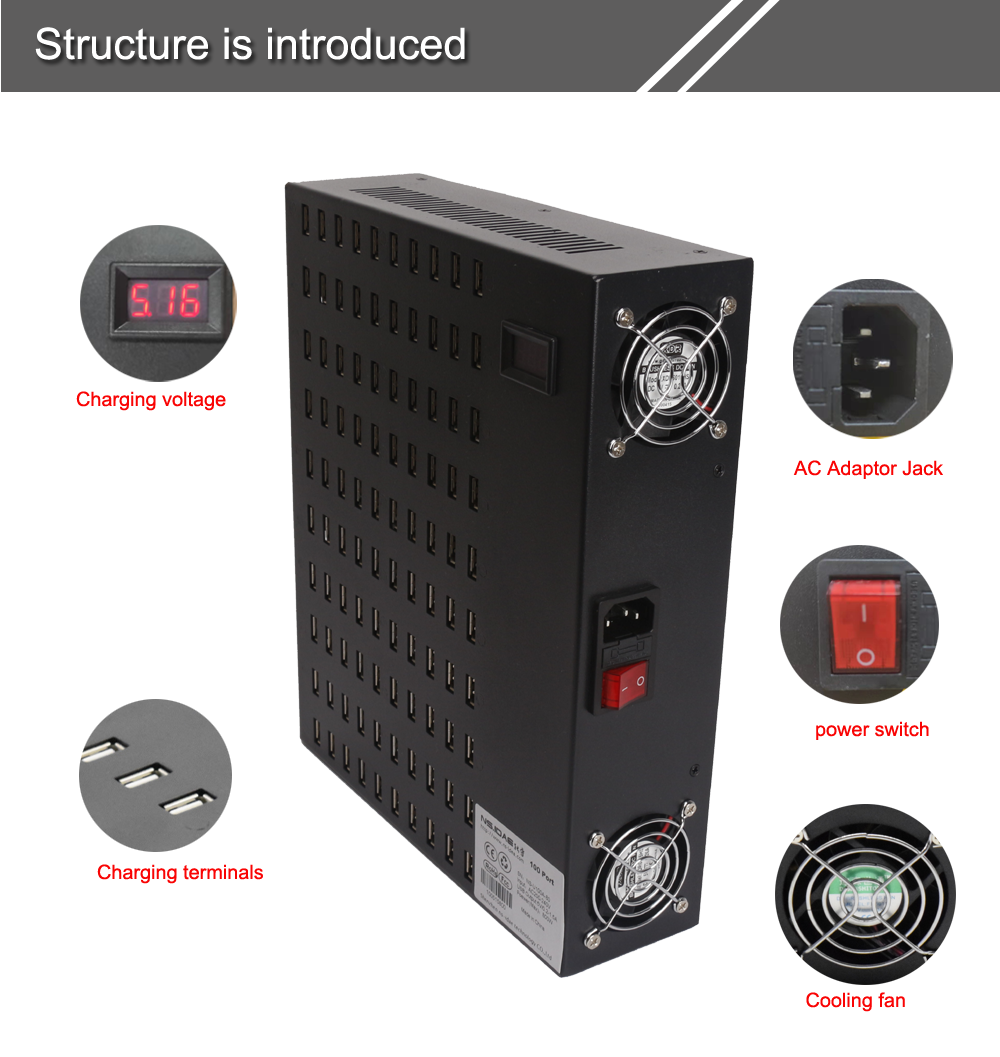 100 Port usb charger Structure is introduced