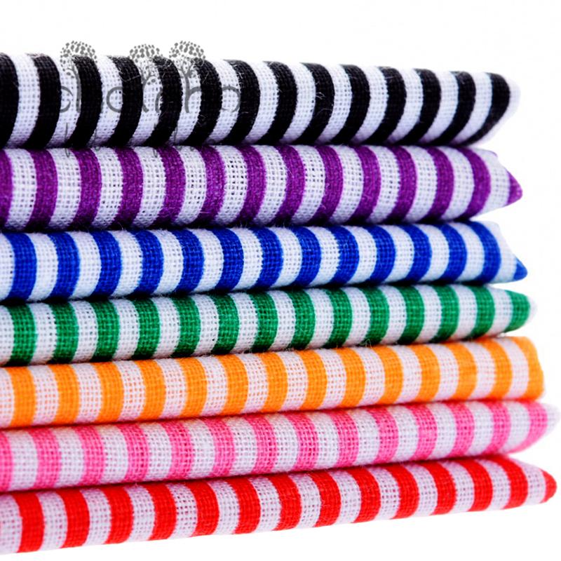 Thin Cotton Fabrics Fat Quarters Tilda Cloth Quilting Scrapbooking Patchwork Pattern 7Pcs Mix Colorful Stripe Fabric 50x50CM