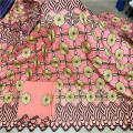 African bazin riche fabric with brode Latest fashion embroidery bazin lace fabric with net lace 7 yards HL053001