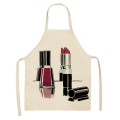 Nail Polish Lipstick Perfume Kitchen Aprons for Women Cotton Linen Bibs Household Cleaning Pinafore Home Cooking Apron 66x47cm