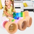 1pc Novelty Wooden Kaleidoscope Toy Baby Kids Wooden Colorful Magic Kaleidoscope Children Educational Learning Puzzle Toys Gifts