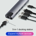 5 in 1 USB C HUB, Type-C to HDMI RJ45 USB PD Laptop Docking Station for PC Laptop
