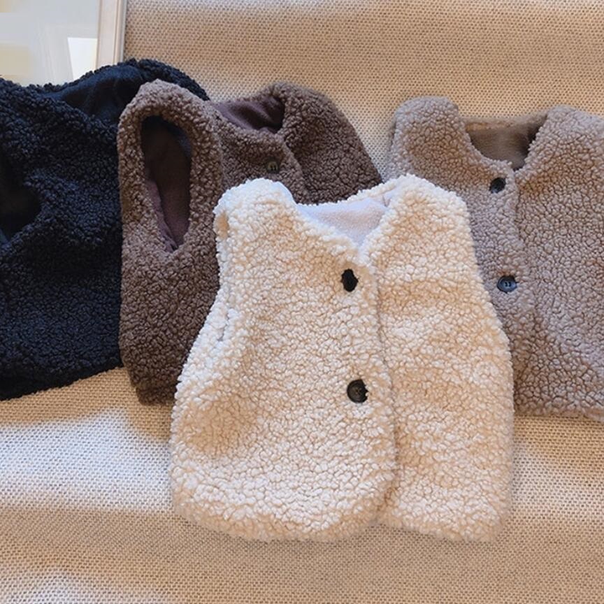 Spring Autumn Winter Baby Toddler Boy Girl Vest Tops Boys And Girls Vests Waistcoat Kids Tank Faux Fur Wool Children Outfit