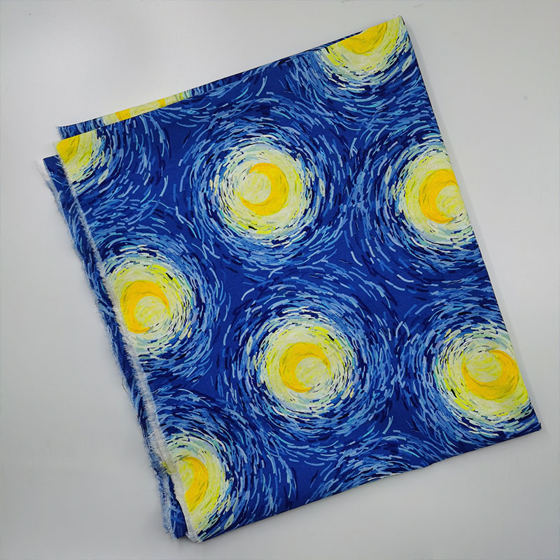 Beautiful Digital Print Cotton Fabric Blue Sea Torrent Vortex Printing Fabric Sewing Patchwork DIY Young Man Clothing/Girl dress