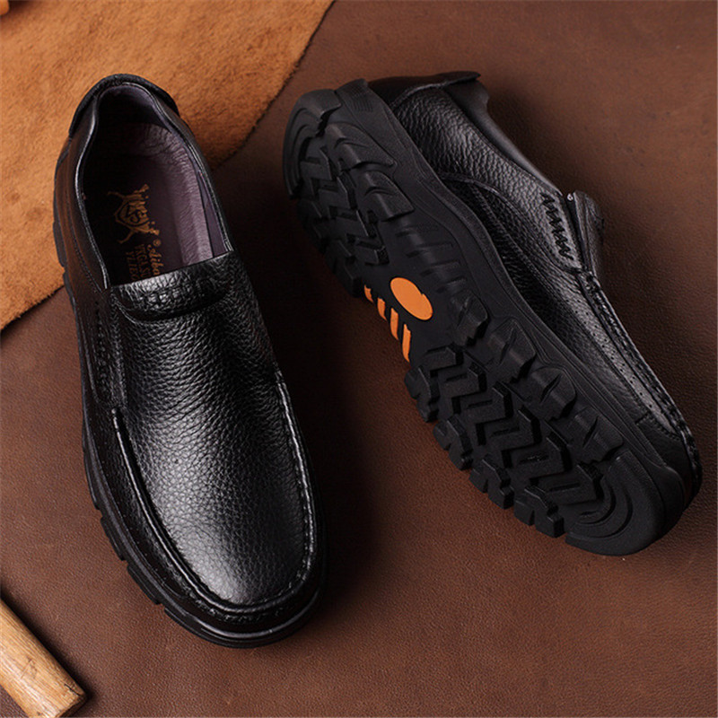 2021 Newly Men's Genuine Leather Shoes Size 38-46 Head Leather Soft Anti-slip Driving Shoes Man Spring Business Dress Shoes