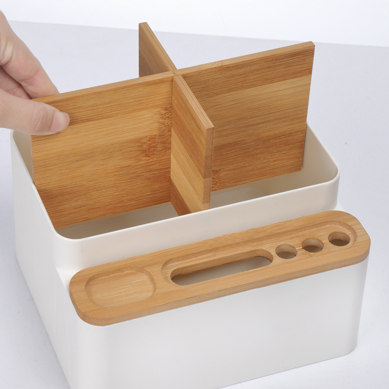 Desk Stationery Storage Box Detachable Desktop Multi-purpose Storage Box Pen Holder Wood Pen Box For Home Office