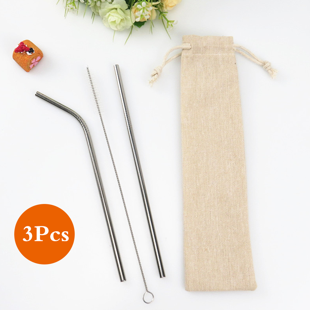 Reusable Metal Straw Pipette Suction Stainless Steel Drinking Straws Pipe Straight Bent Tube Events Party Bar Home Cup Tools