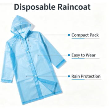 Emergency Disposable Raincoat Portable Hooded Poncho
