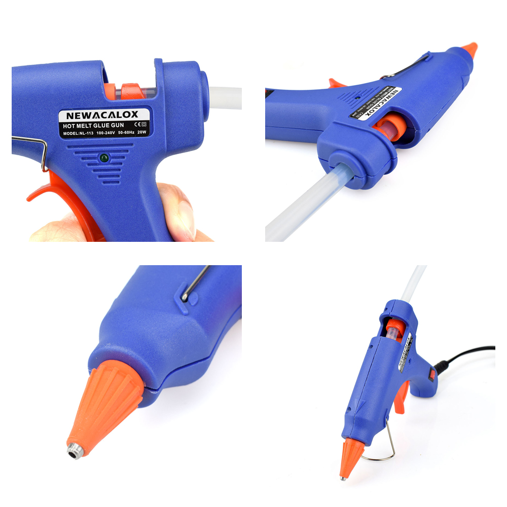 NEWACALOX 20W EU/US Mini Hot Melt Glue Gun DIY Thermo Electric Silicone Adhesive Gun Heat Temperature Tool 20pc 7mm Glue Stick