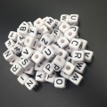 10*10MM 100PCS Single Letter O Acrylic Beads Black Initial O Printed Plastic Lucite Alphabet Jewelry Bracelet Cube Square Beads