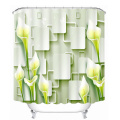Customized Beautiful 3D White Flower Butterfly Pattern Shower Curtains Bathroom Curtain Waterproof Thickened Bath Curtain