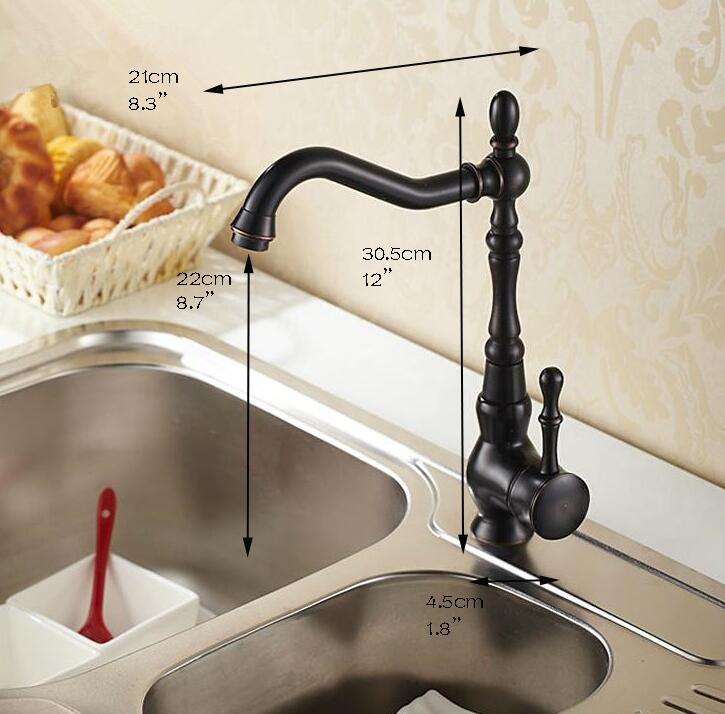 Kitchen Faucet Black Bronze Finish Deck Mounted Kitchen Faucets Torneira Handle Swivel Sink Lavatory Faucets Mixers & Taps B309