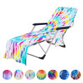 Colorful Rainbow Print Beach Chair Cover Summer Swimming Pool Sun Lounger Towel Microfiber Deck Chair Covers With Storage Pocket