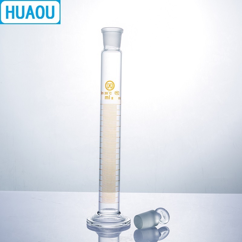 HUAOU 50mL Measuring Cylinder with Ground In Glass Stopper Graduation Glass Round Base Laboratory Chemistry Equipment