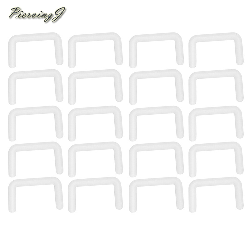 PiercingJ 20pcs 14G 16G Clear Bioflex Septum Rings Retainers Flexible Acrylic Nose Ring Retainer U-Shaped Piercing Jewelry