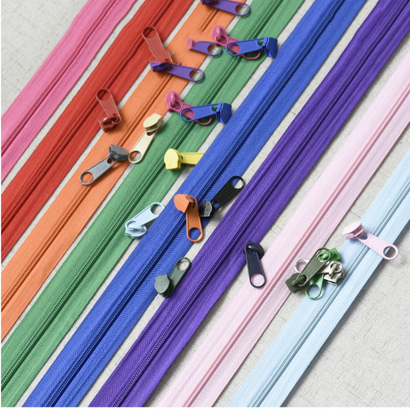 5/10Meters Nylon Coil Zippers with 5/10pcs Matched Zipper Sliders for Home Bags Garment Clothing Zip Repair Sewing Accessories