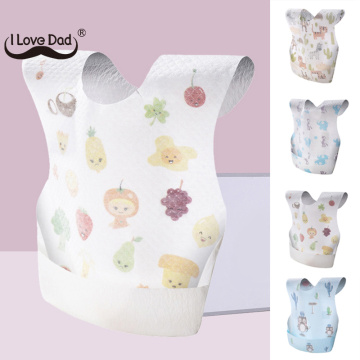 10Pcs/Lot Cute Cartoon Print Baby Bibs Disposable Waterproof Bibs Boys Girls Infants Bib Cloths For Children Feeding Stuff